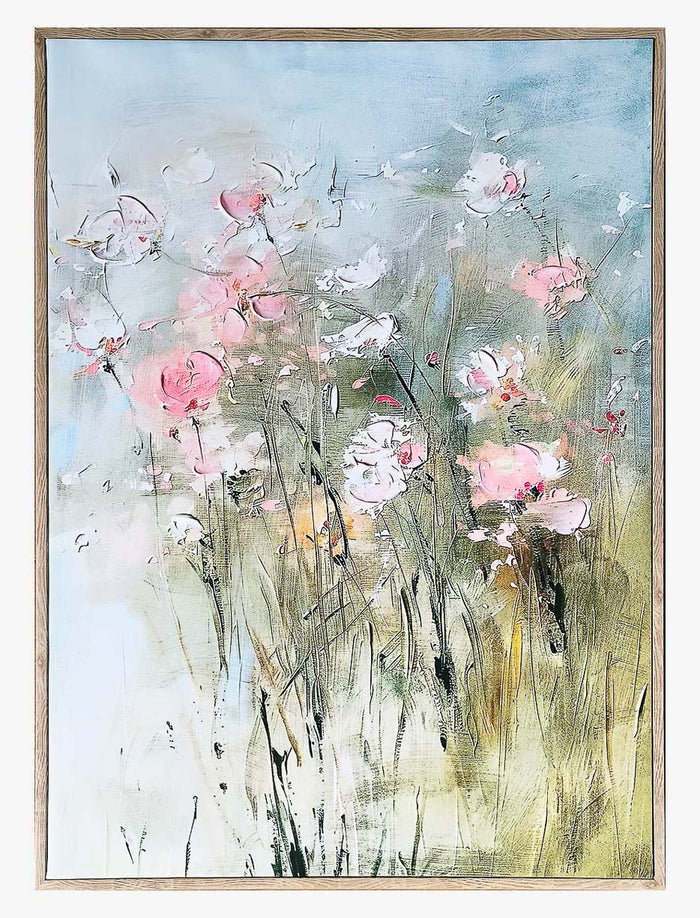 Toile encadrée fleurs en relief