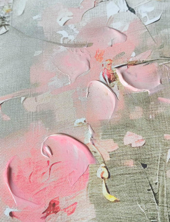 Toile encadrée fleurs en relief