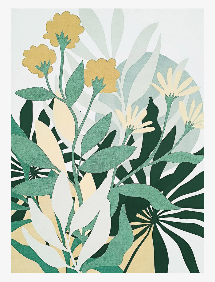 Toile imprimée fleurs et feuillage