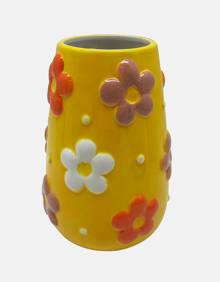 Vase en céramique fleuri en relief