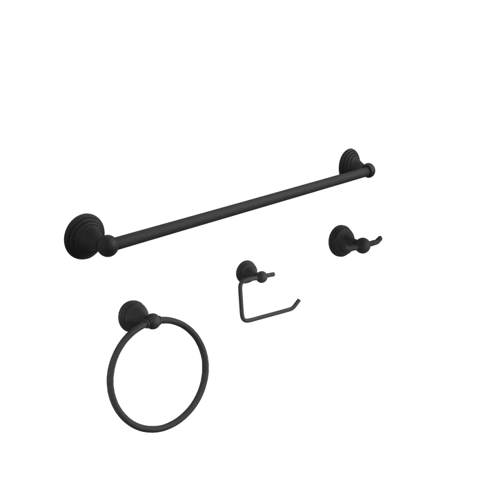 Velora Matte Black Four-Piece Bathroom Accessory Set