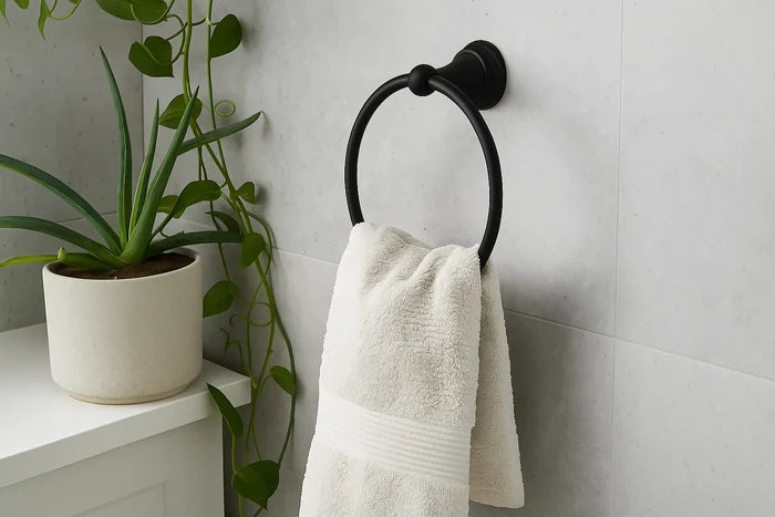 Velora Matte Black Four-Piece Bathroom Accessory Set