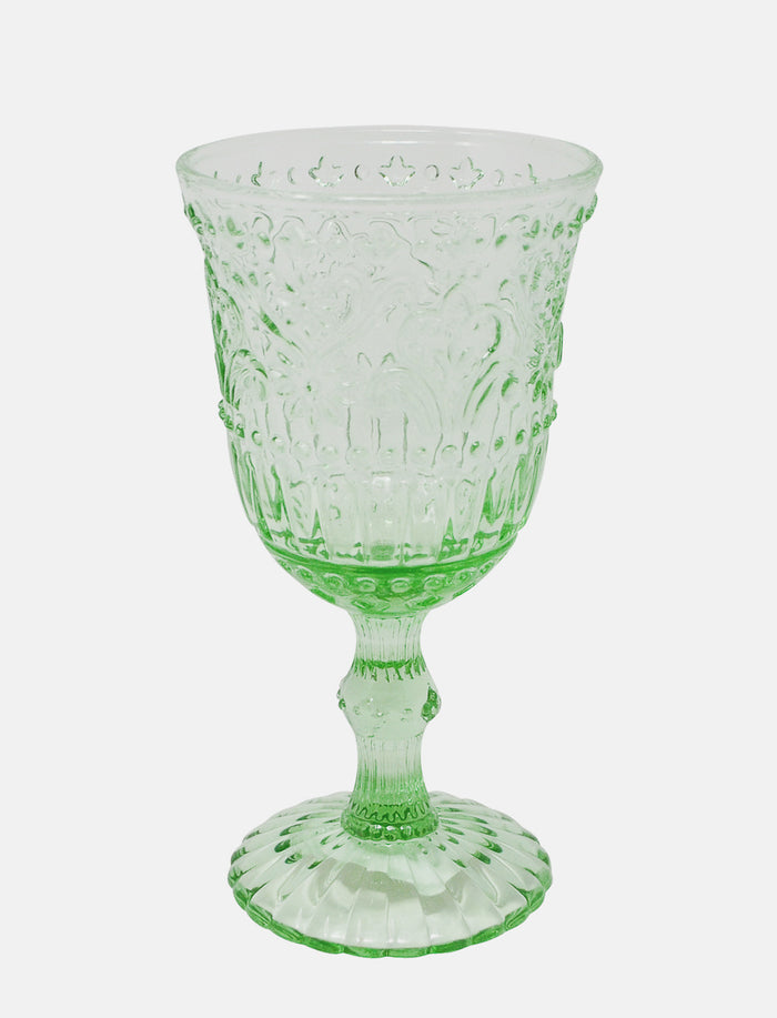 Verre sur pied texturé vert