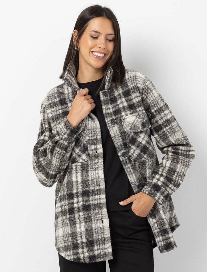Veste-chemise à carreaux à poches