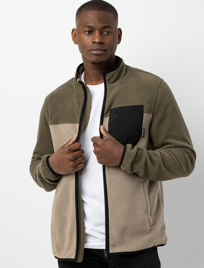 Veste zippée en polar à col montant
