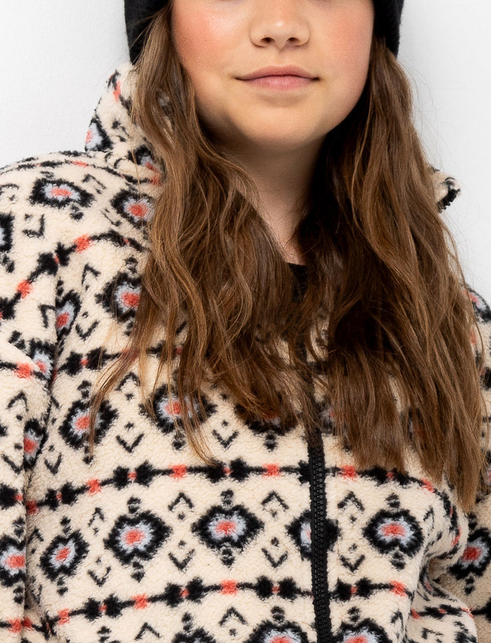 Veste zippée en sherpa à motif aztèque