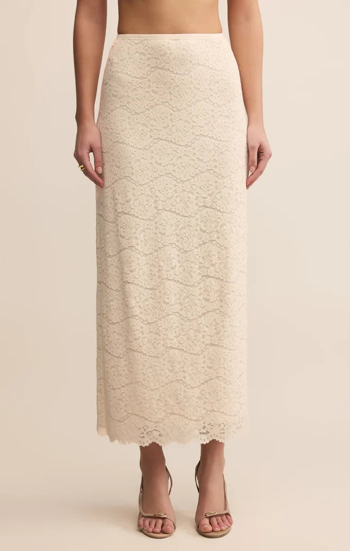 Via Lace Midi Skirt - Greige Goods