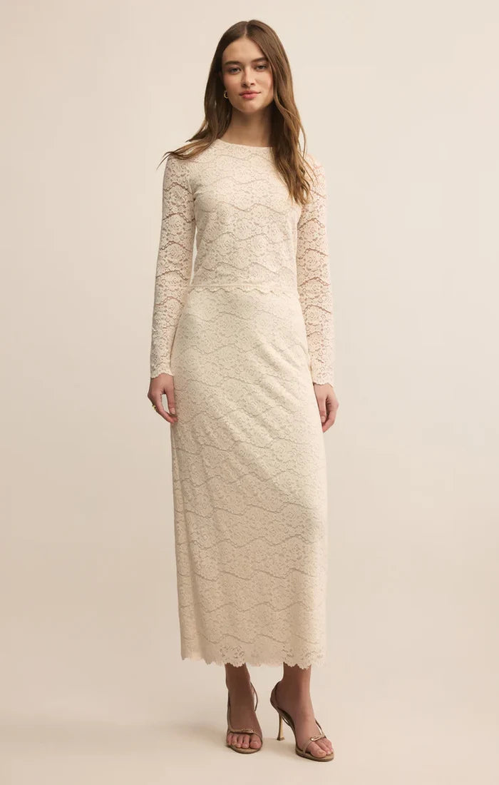 Via Lace Midi Skirt - Greige Goods