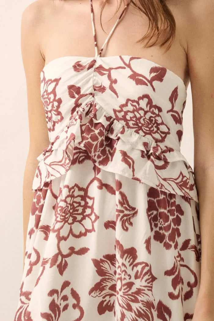 Way to Grow Floral Ruffled Halter Maxi Dress - ShopPromesa