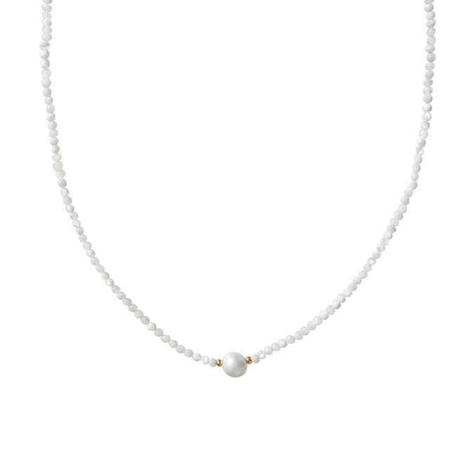 White Thin Pearl Necklace - Greige Goods
