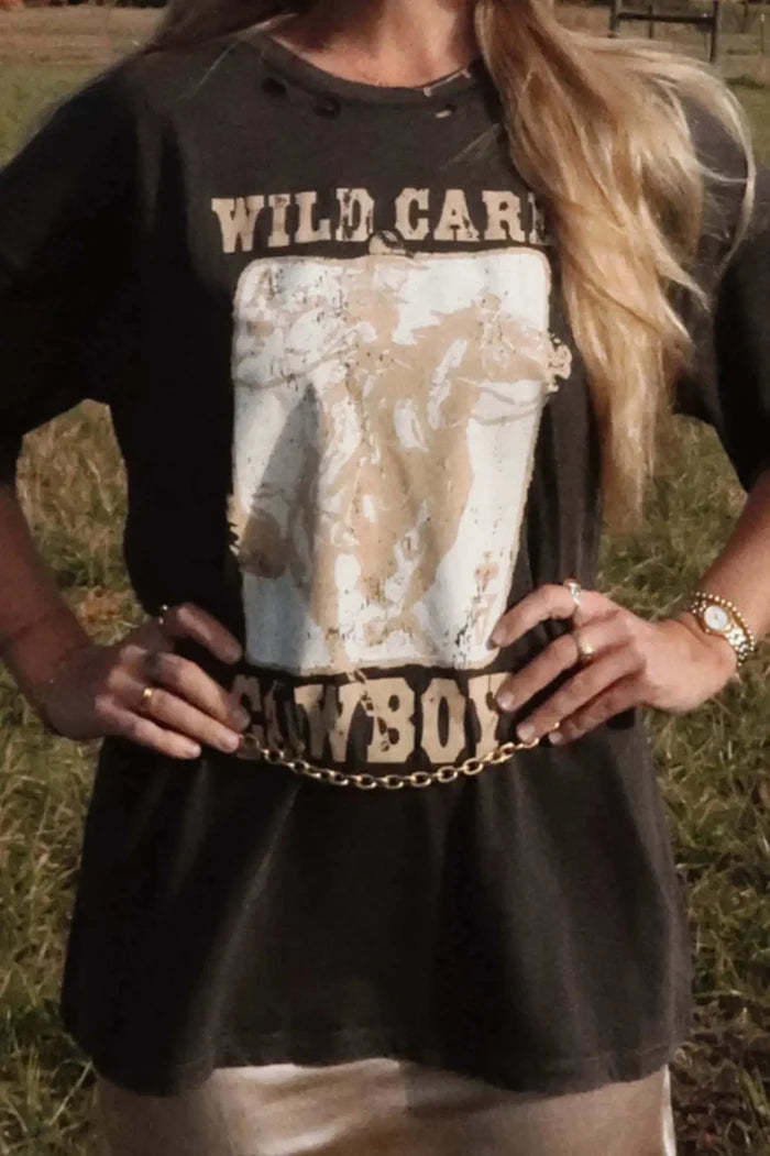 Wild Card Cowboy Distressed Graphic Tee - ShopPromesa