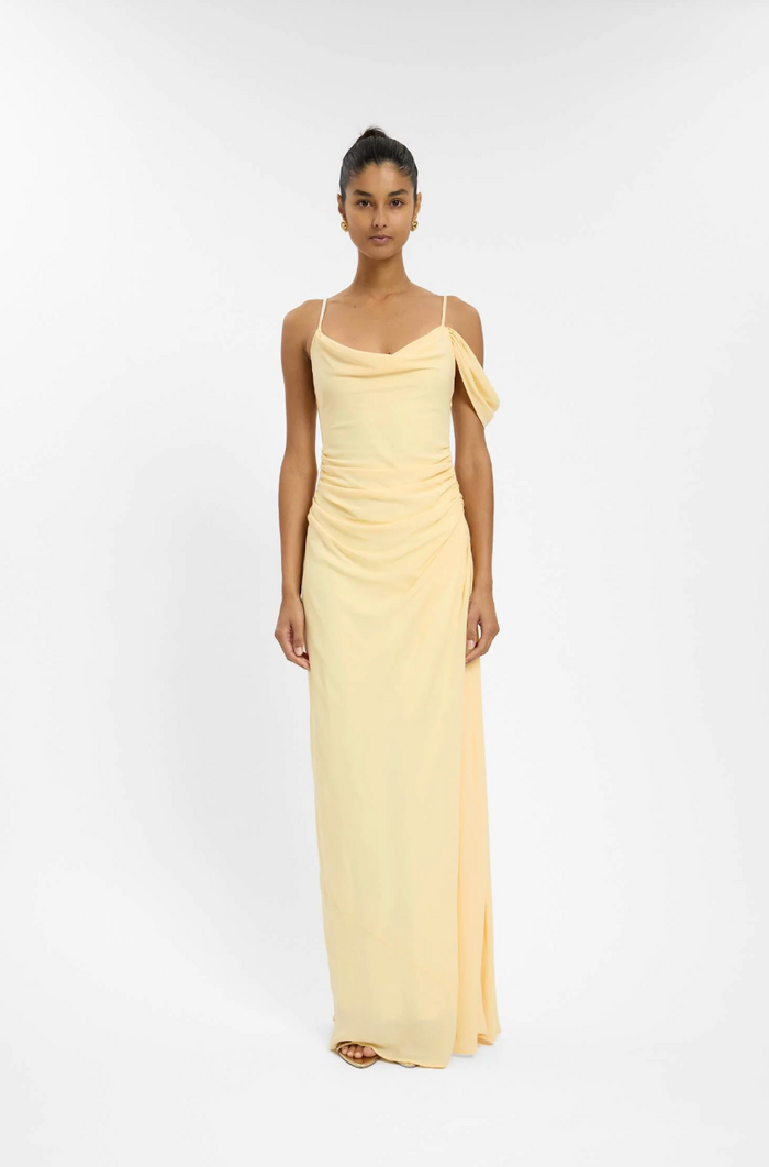 With Harper Lu Drape Gown - Lemon
