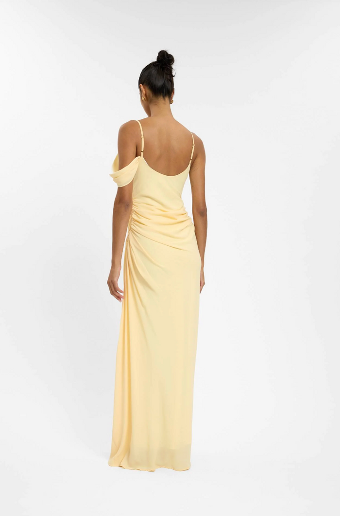With Harper Lu Drape Gown - Lemon
