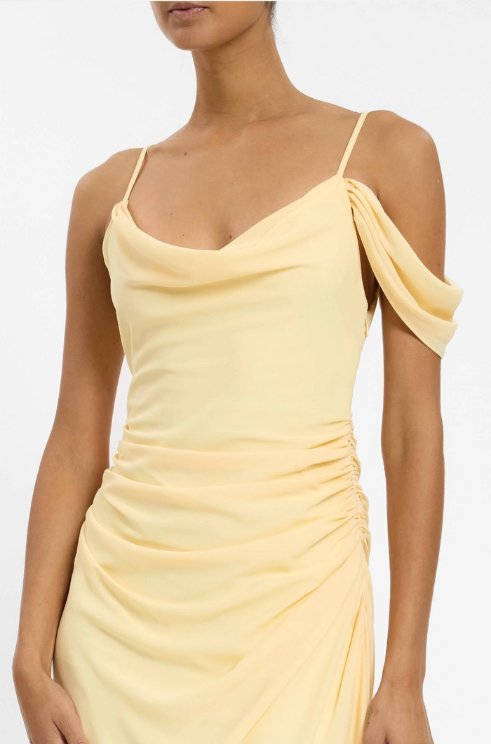 With Harper Lu Drape Gown - Lemon