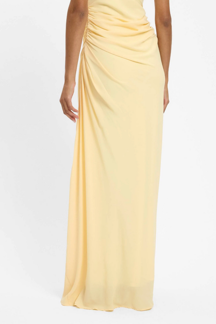 With Harper Lu Drape Gown - Lemon