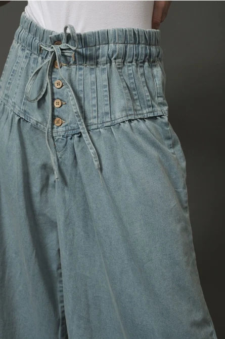 Yoke Pintuck Denim Pants - Greige Goods